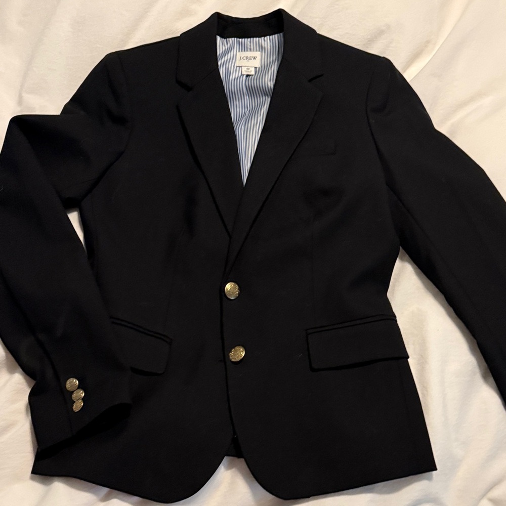 J. Crew woman’s dark navy Blazer with Gold Buttons